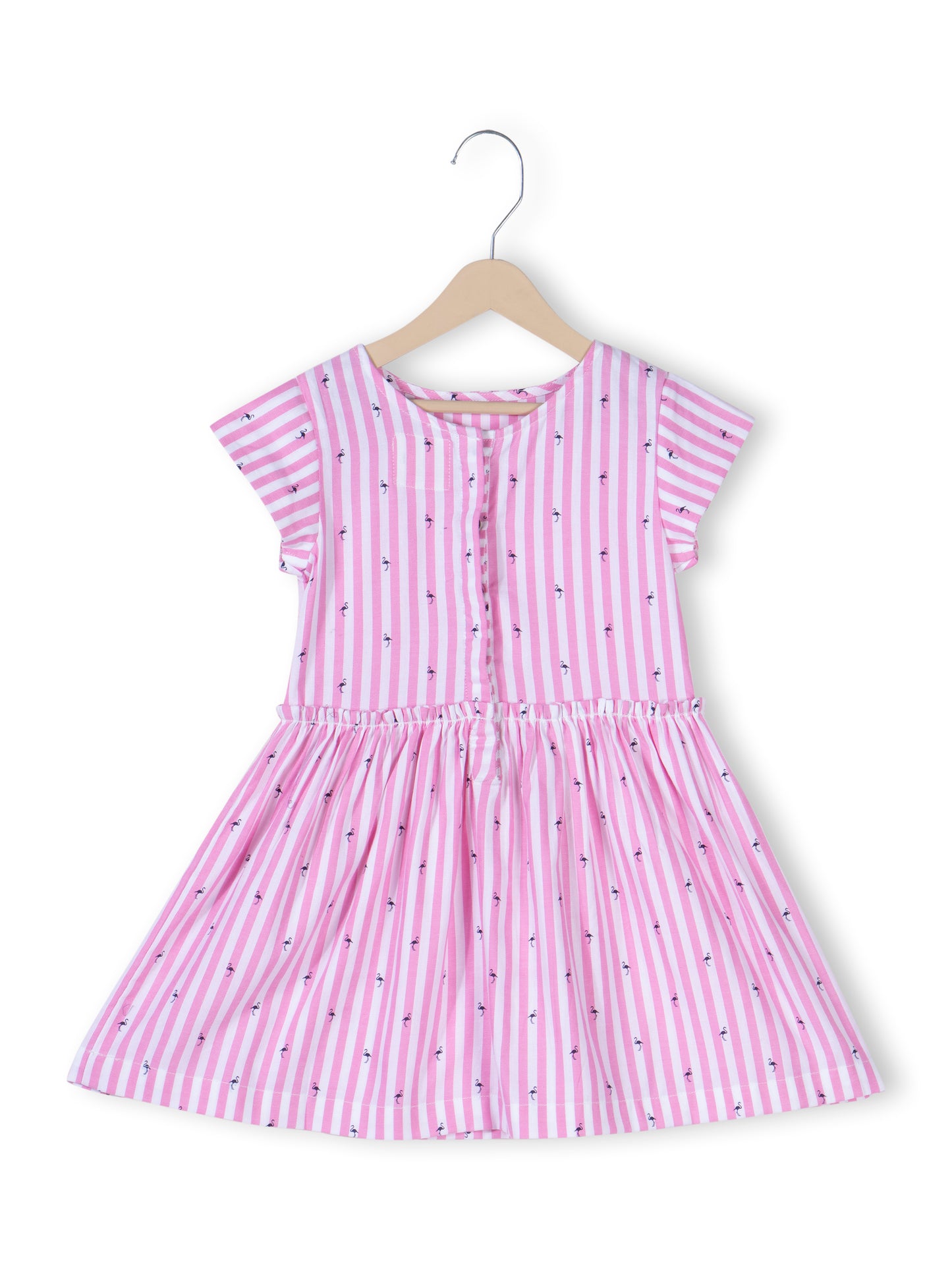 Pink & White Striped Dress for Girls