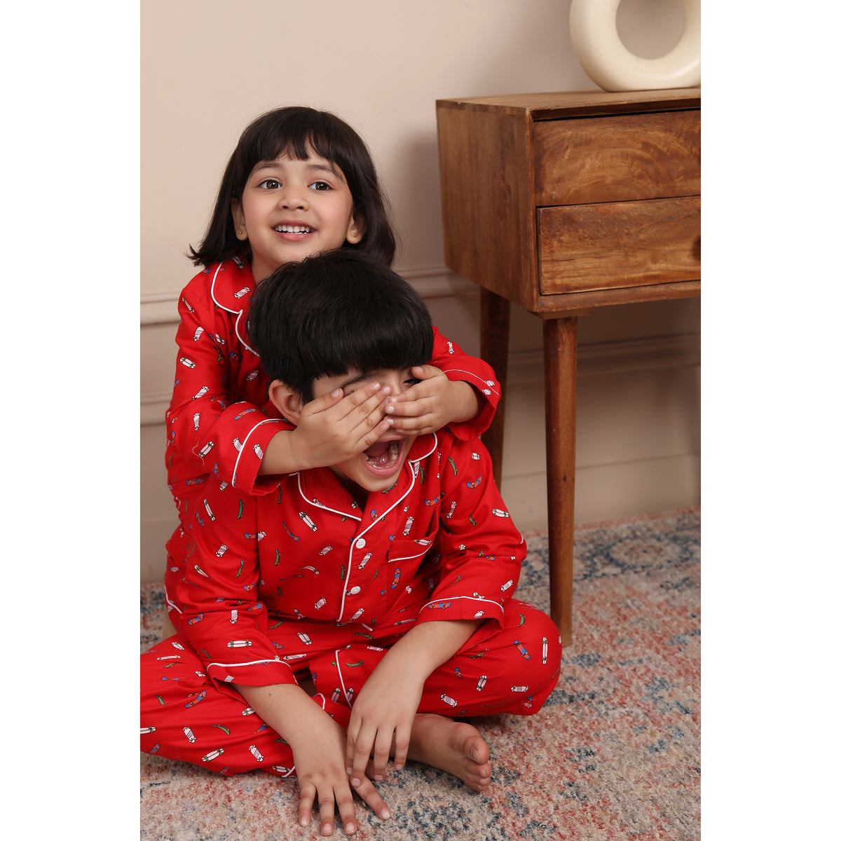 Notched Collared Night Suits For Girls & Boys