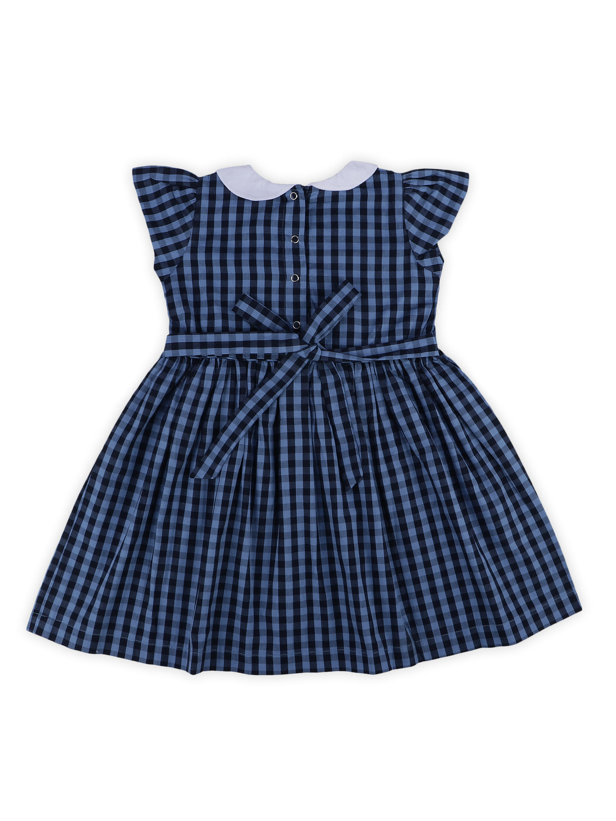 Vestido con cuello Peter Pan a cuadros azules y negros
