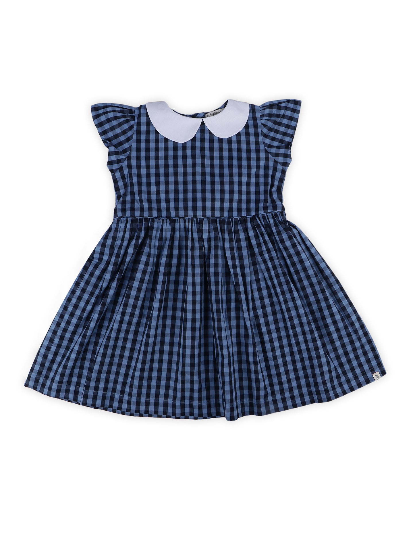 Peter Pan Collar Dress in Blue & Black Checks