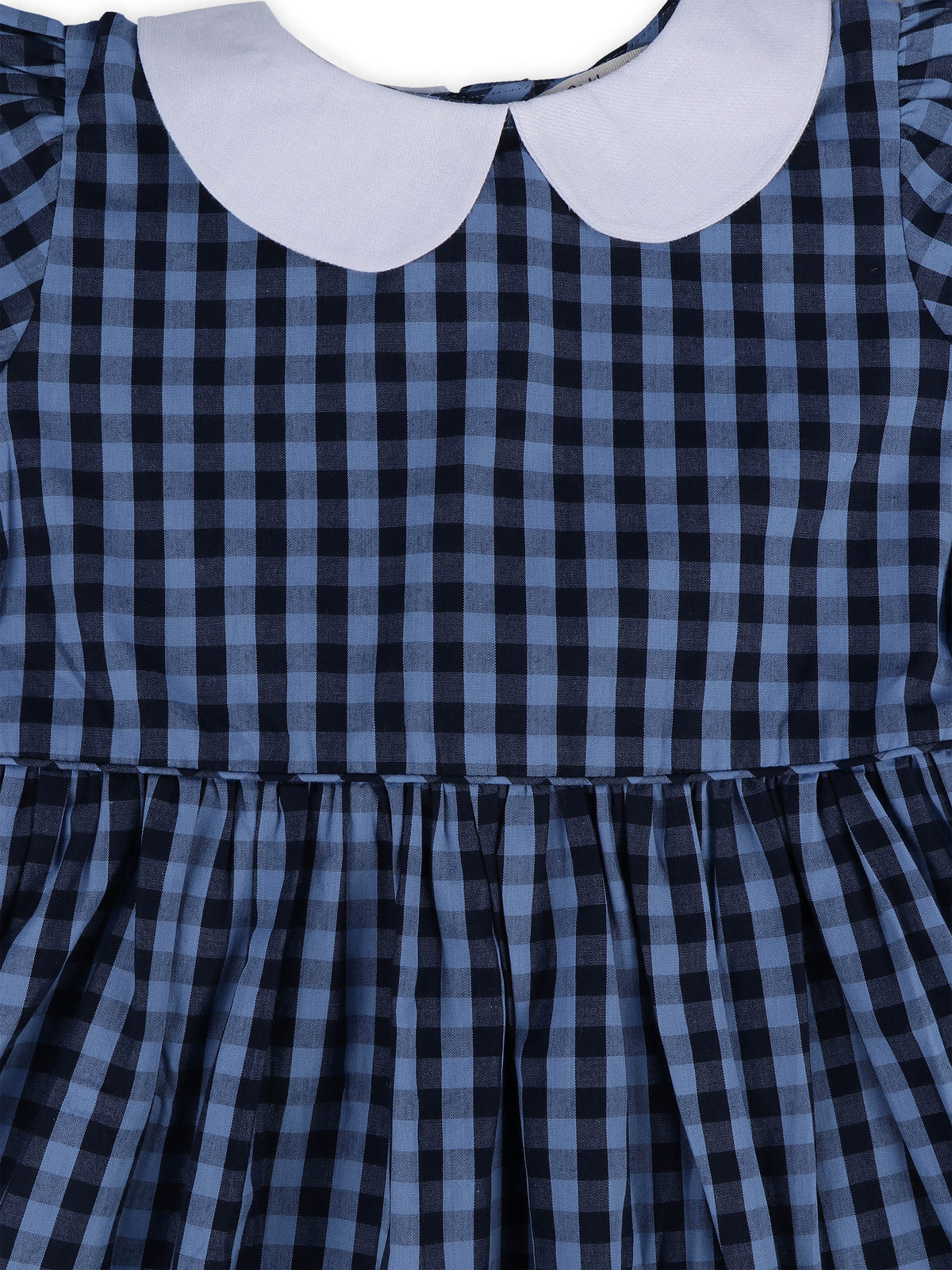 Vestido con cuello Peter Pan a cuadros azules y negros