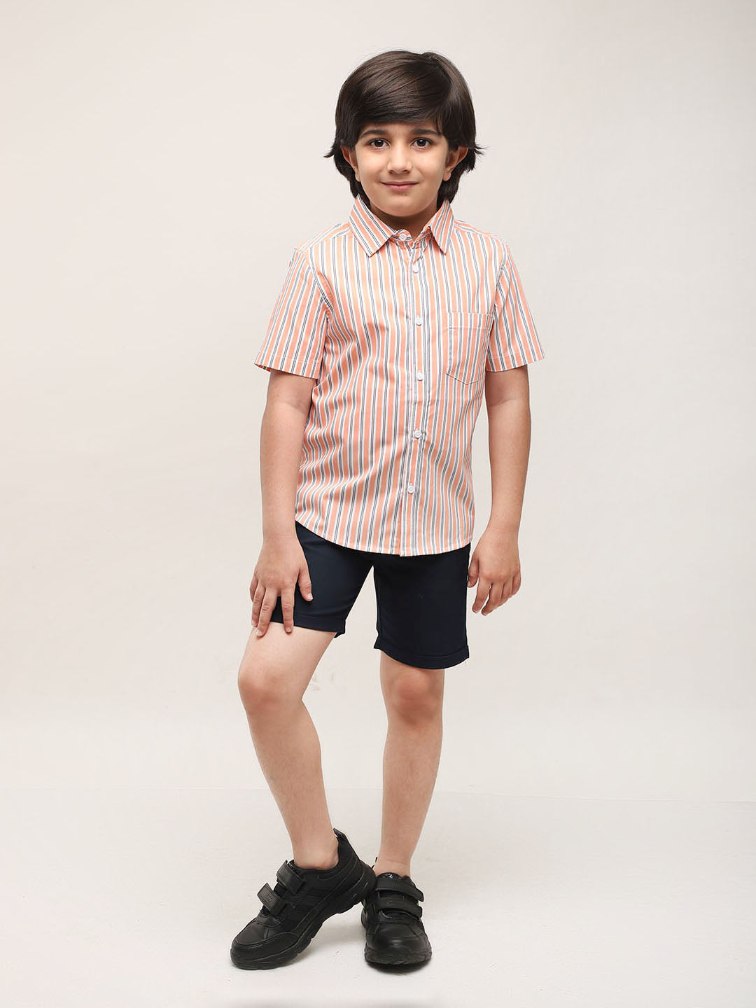 Orange striped shirt with shorts for Boys