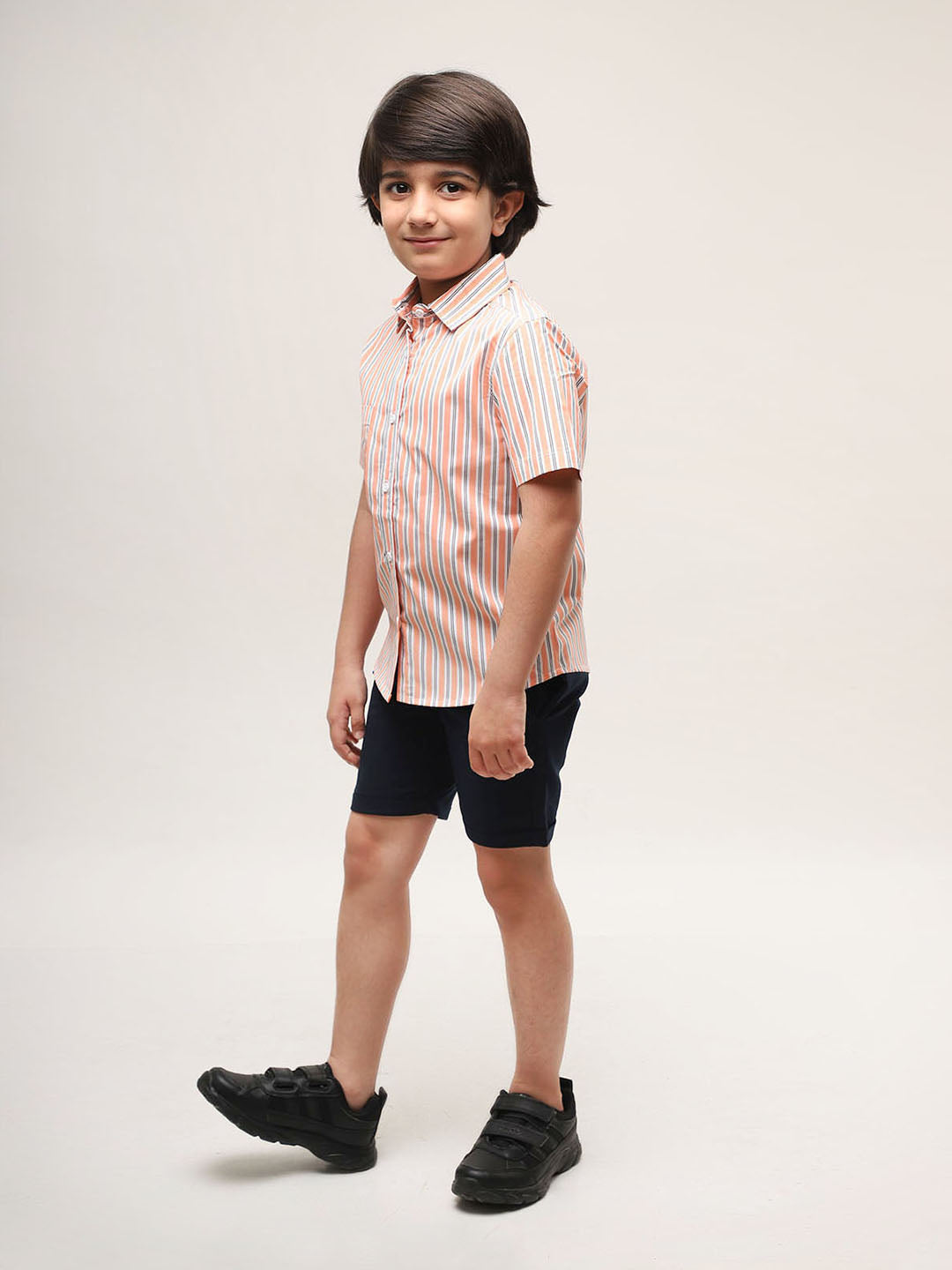 Orange striped shirt with shorts for Boys