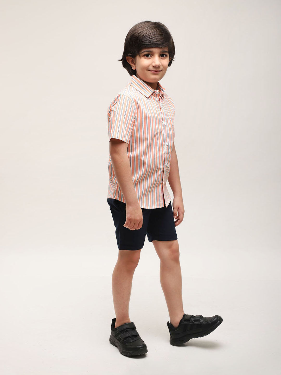 Orange striped shirt with shorts for Boys