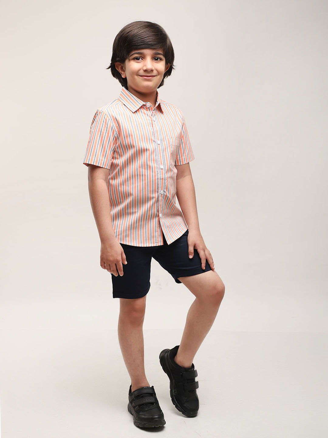 Orange striped shirt with shorts for Boys