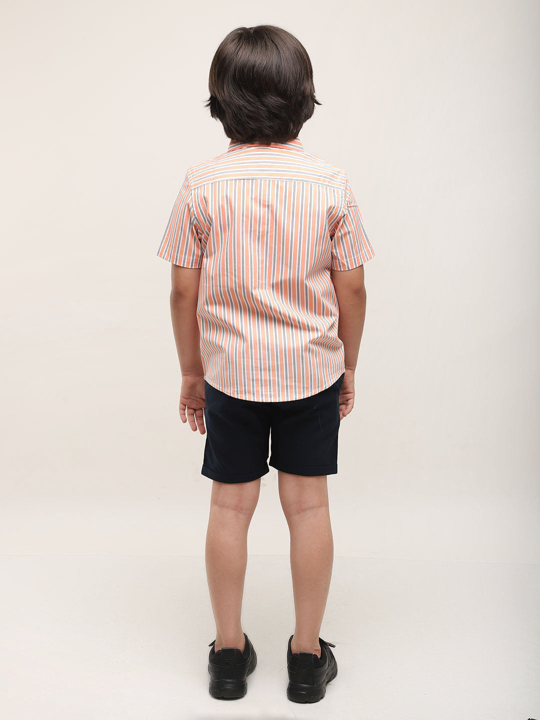 Orange striped shirt with shorts for Boys