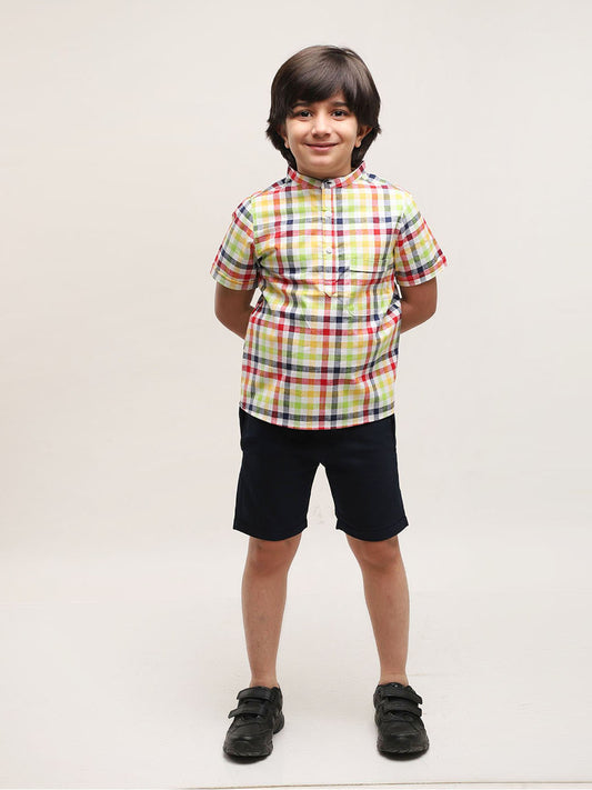 Mandarin Style Multicolor Shirt with Shorts