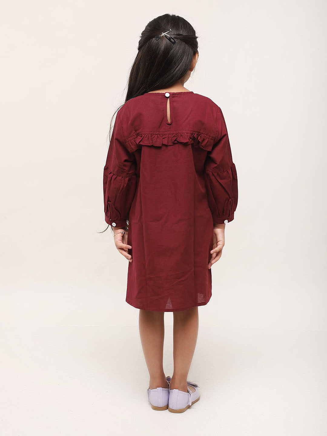 Linen Dress in Wine Color