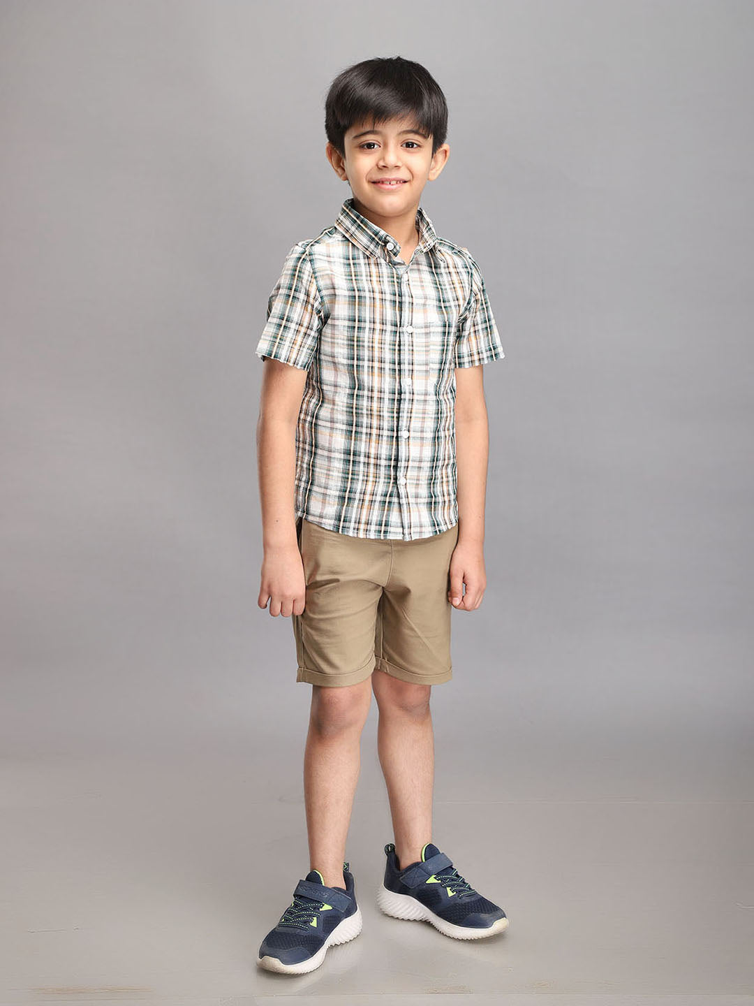 Smart Checkered Shirt with Shorts Clothing Set