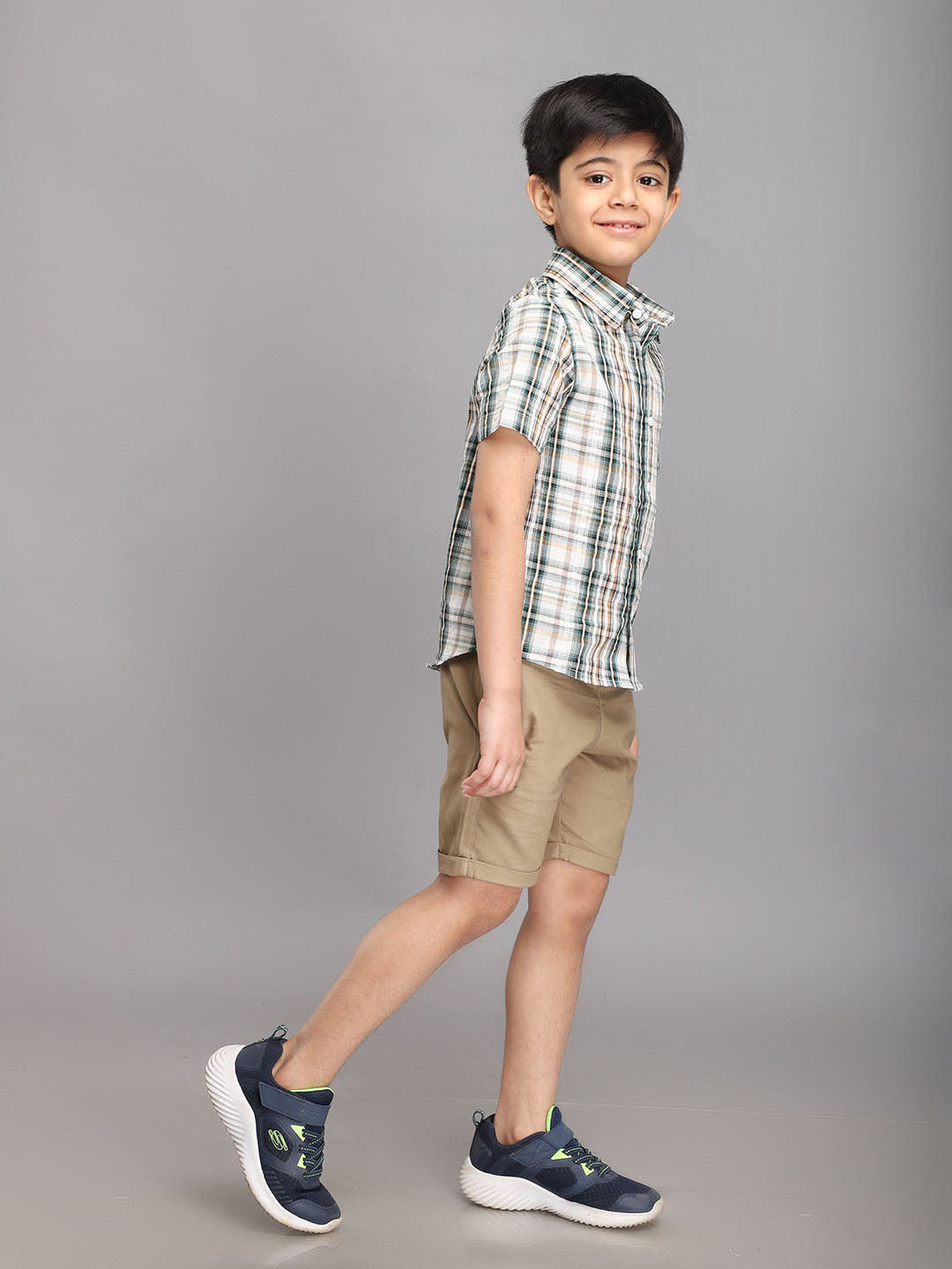 Smart Checkered Shirt with Shorts Clothing Set