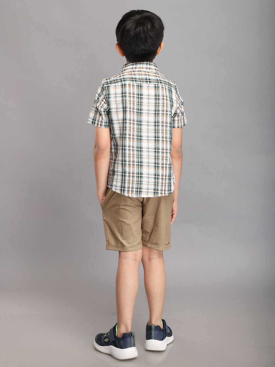 Smart Checkered Shirt with Shorts Clothing Set