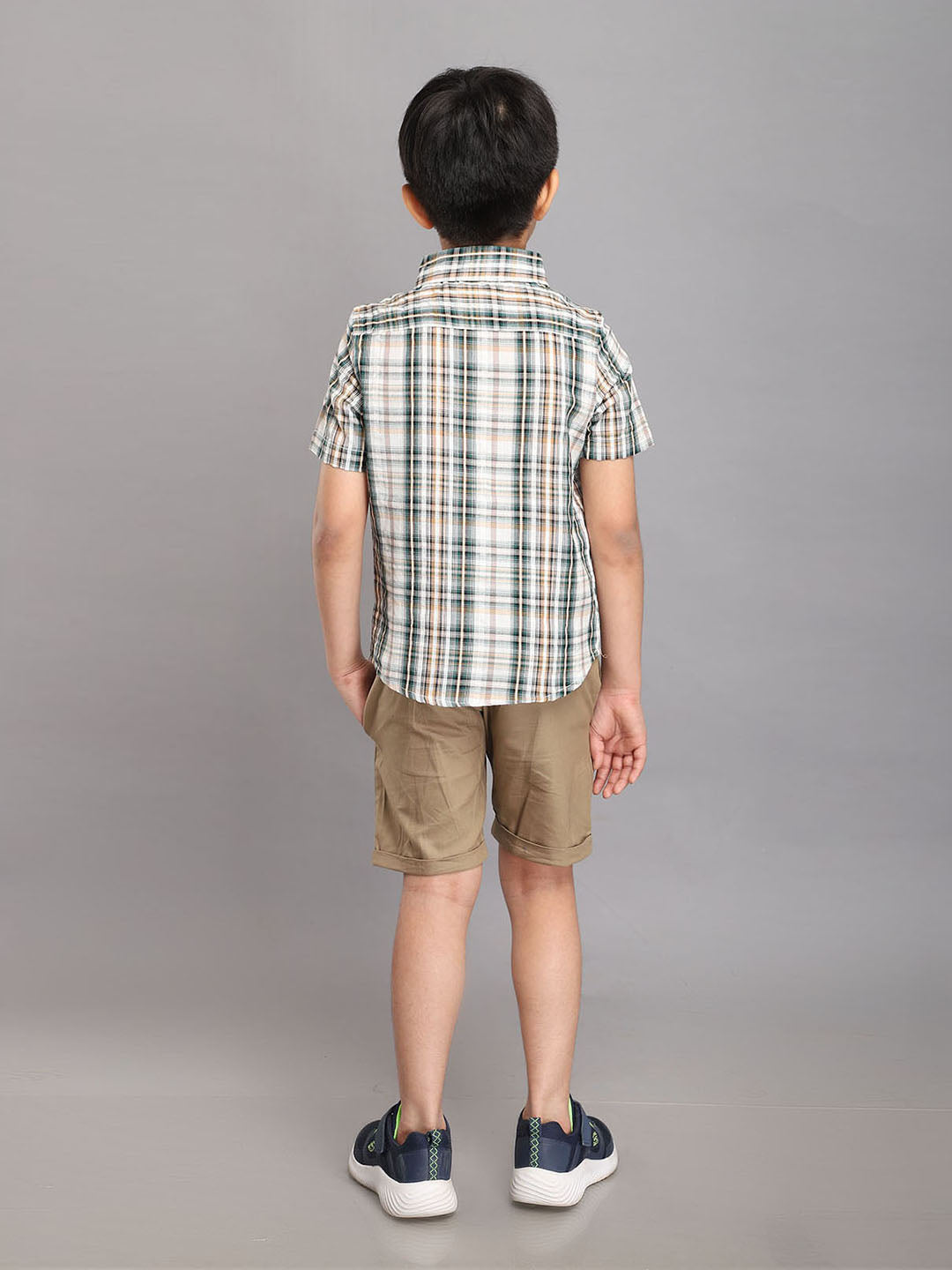 Smart Checkered Shirt with Shorts Clothing Set