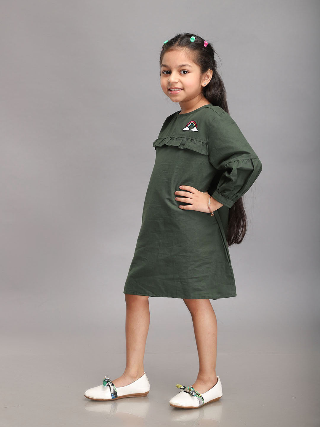 Vestido de lino en verde
