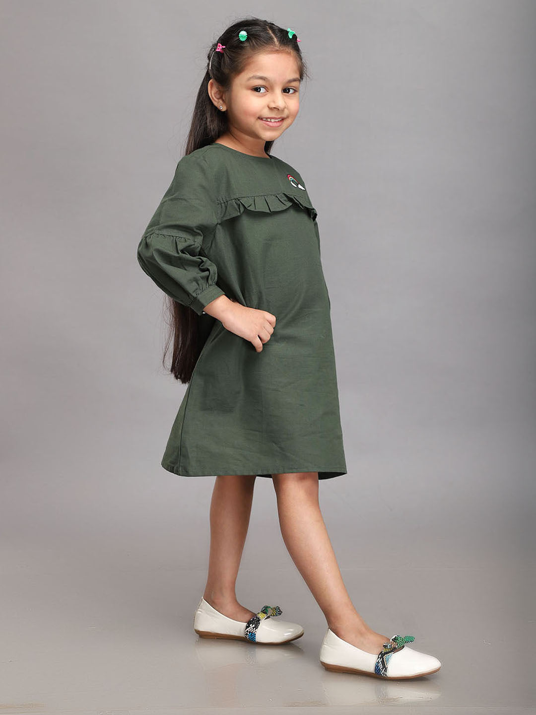 Vestido de lino en verde