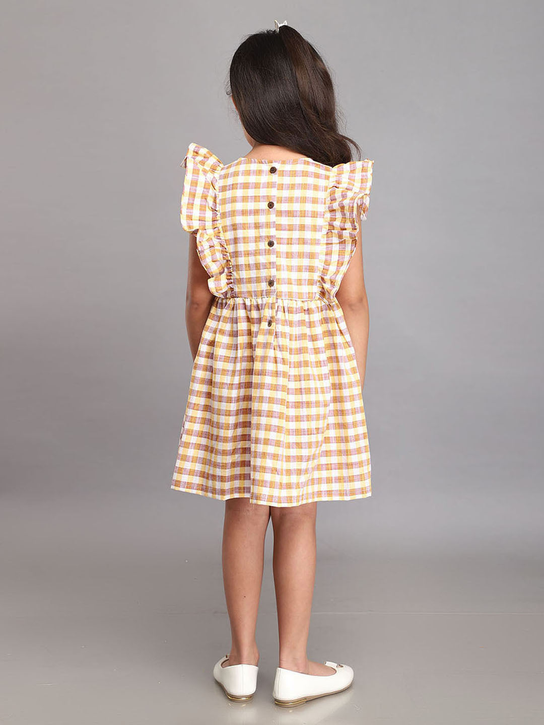 Yellow & Brown Checkered Dress