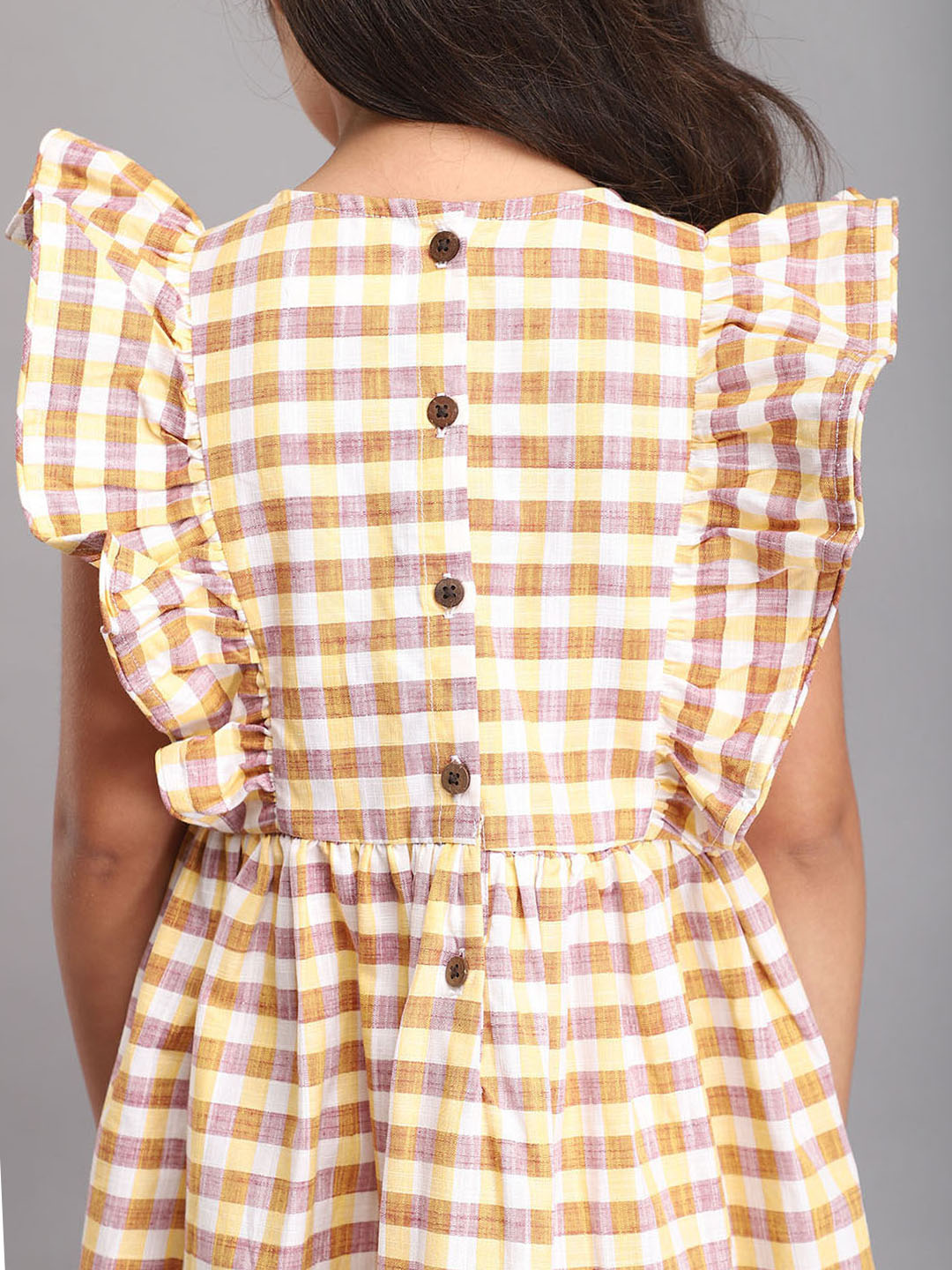 Yellow & Brown Checkered Dress