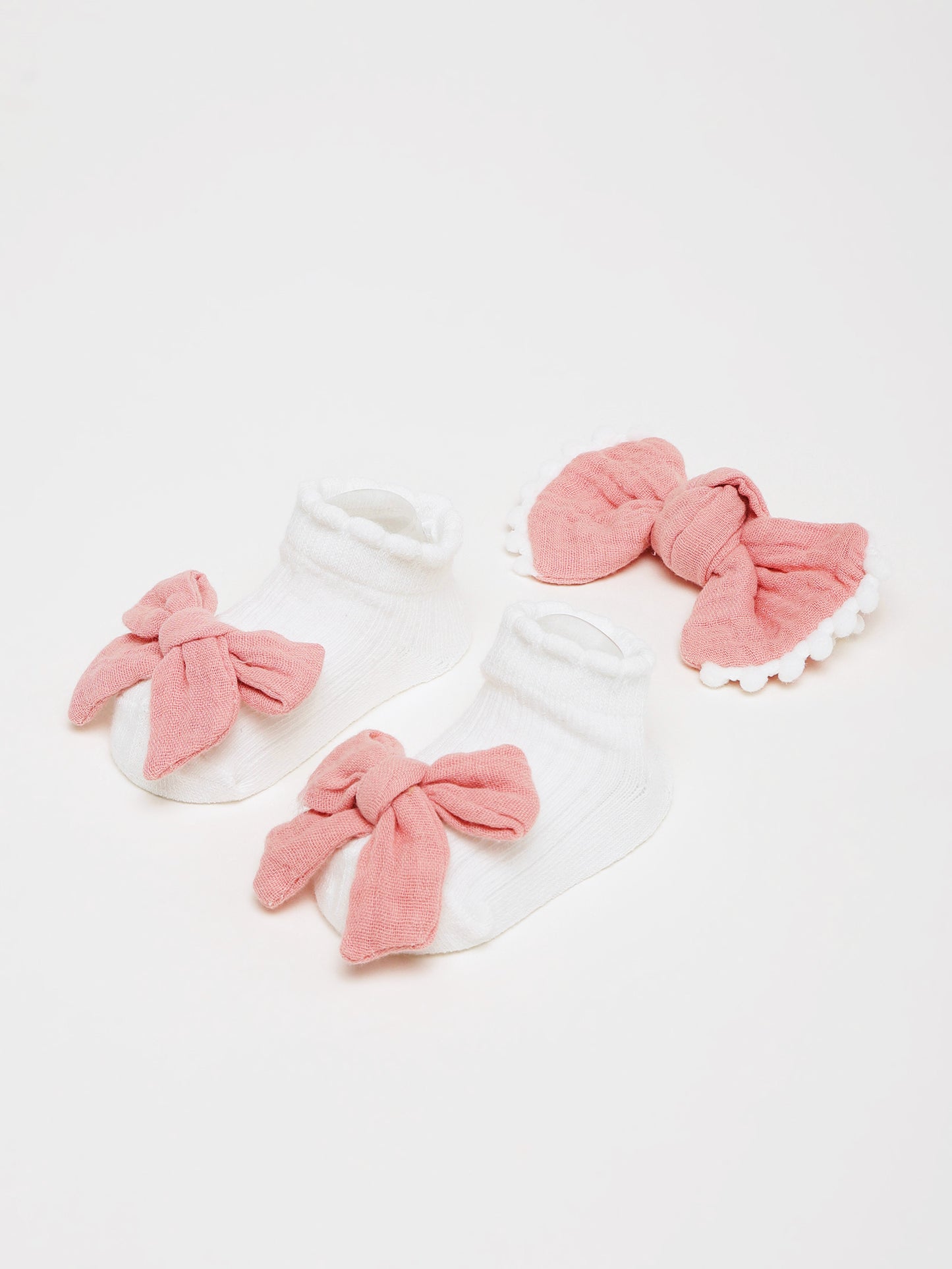 Baby Girls Shoe-Style Socks & Matching Headband Set – Soft Cotton