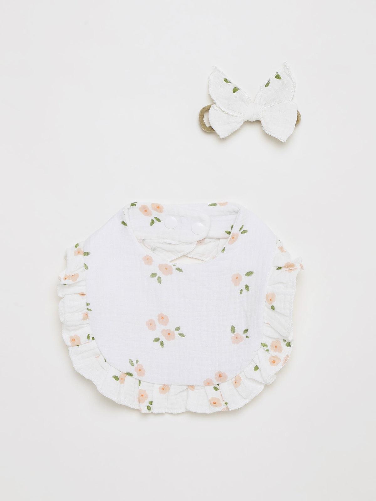 Infant Floral Bib & Headband Set – Soft Cotton