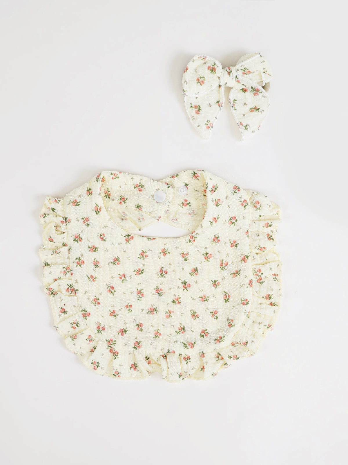 Set de babero y diadema florales para bebé – Algodón suave