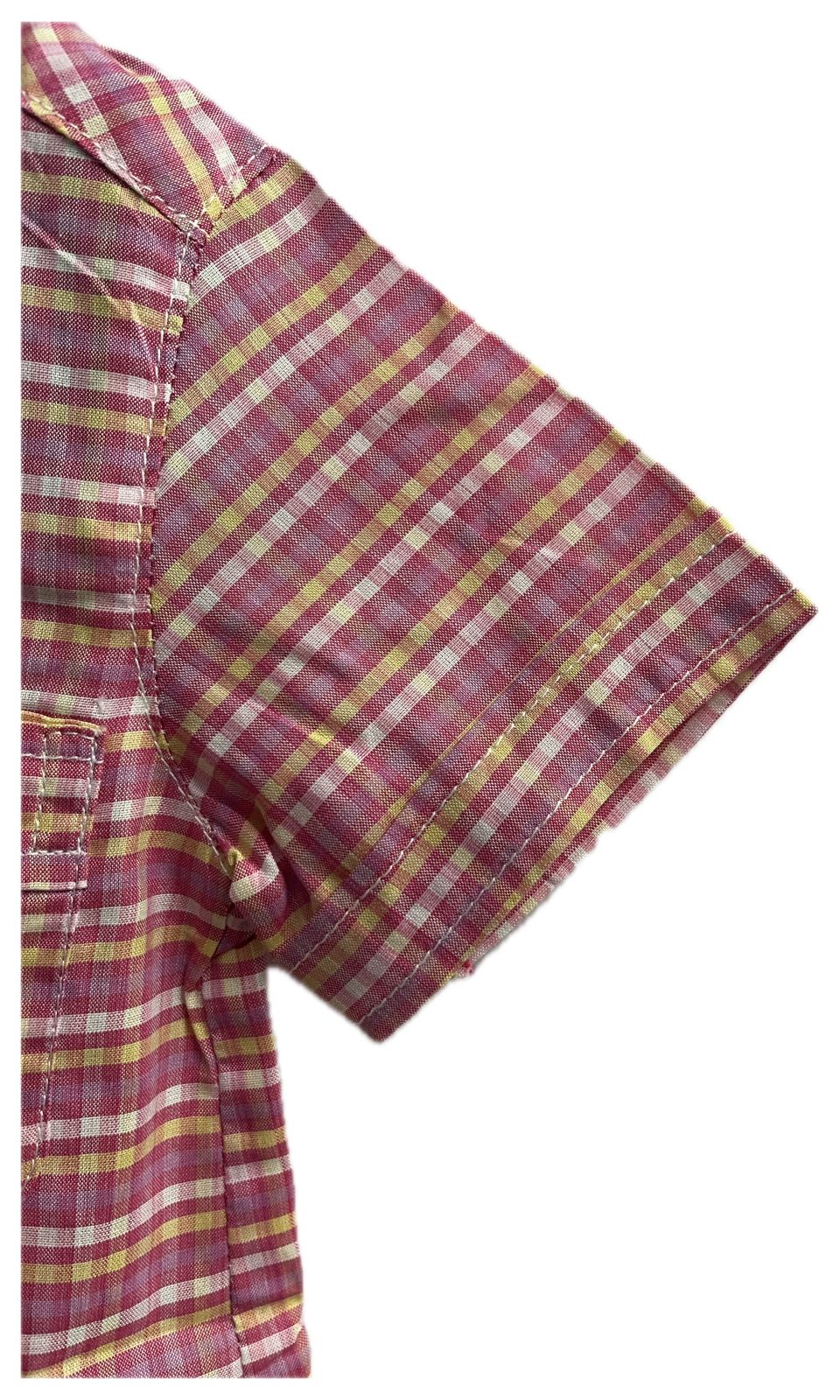 Camisa casual de niño de manga corta a cuadros estilo mandarín