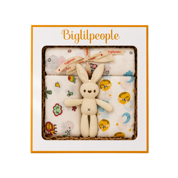 Newborn Muslin Swaddle Gift Set with Doll