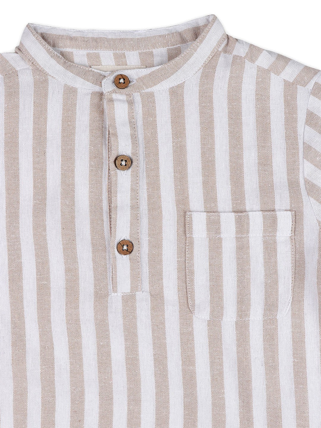 Camisas de lino estilo mandarín para niños - Beige