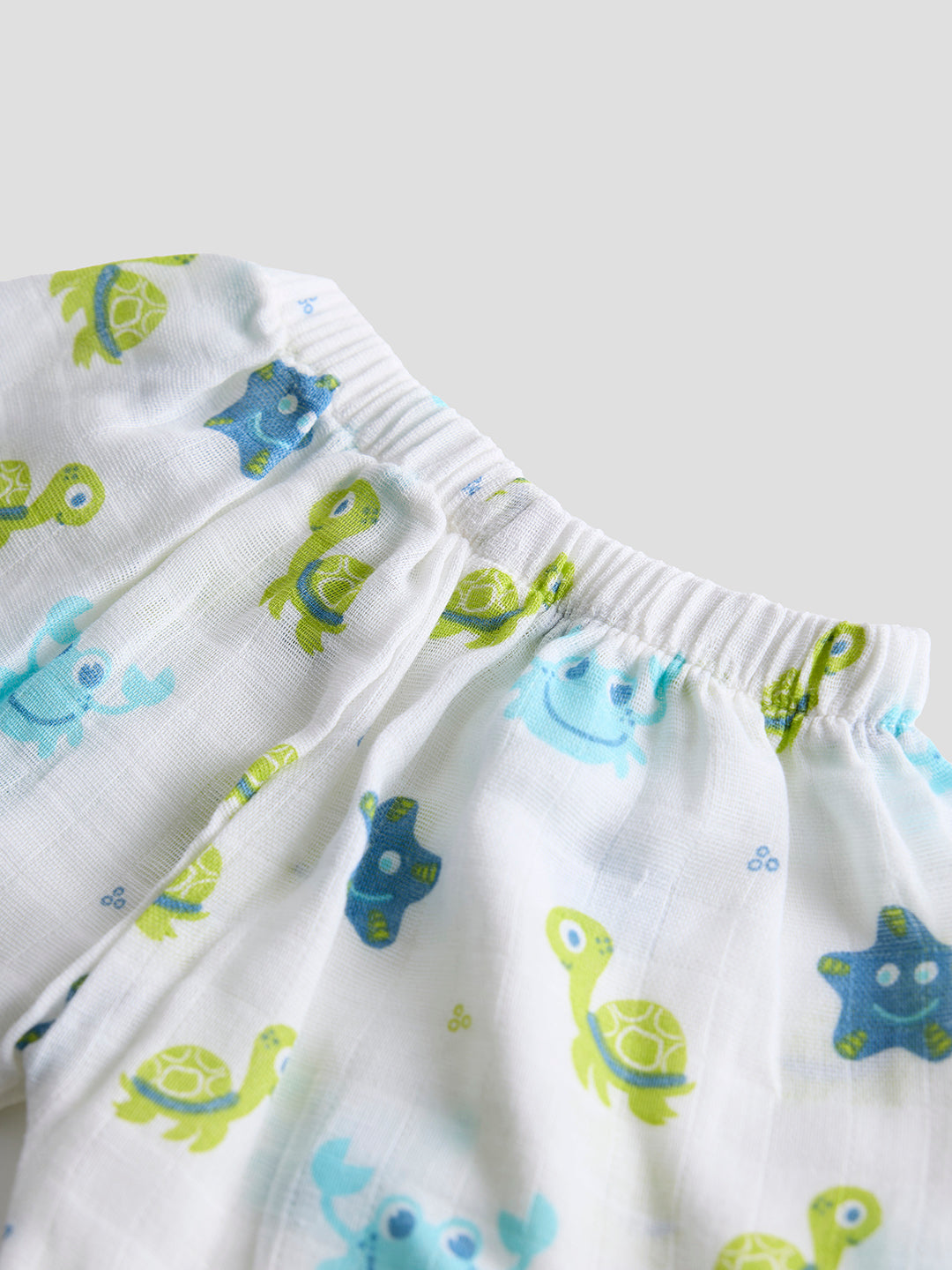 Infants' 100% Cotton Muslin Co-ord Set Soft & Comfy (Turtle)