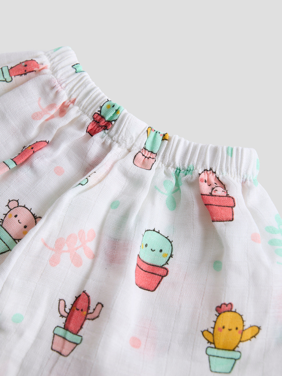 Infants' 100% Cotton Muslin Co-ord Set Soft & Comfy (Cactus)