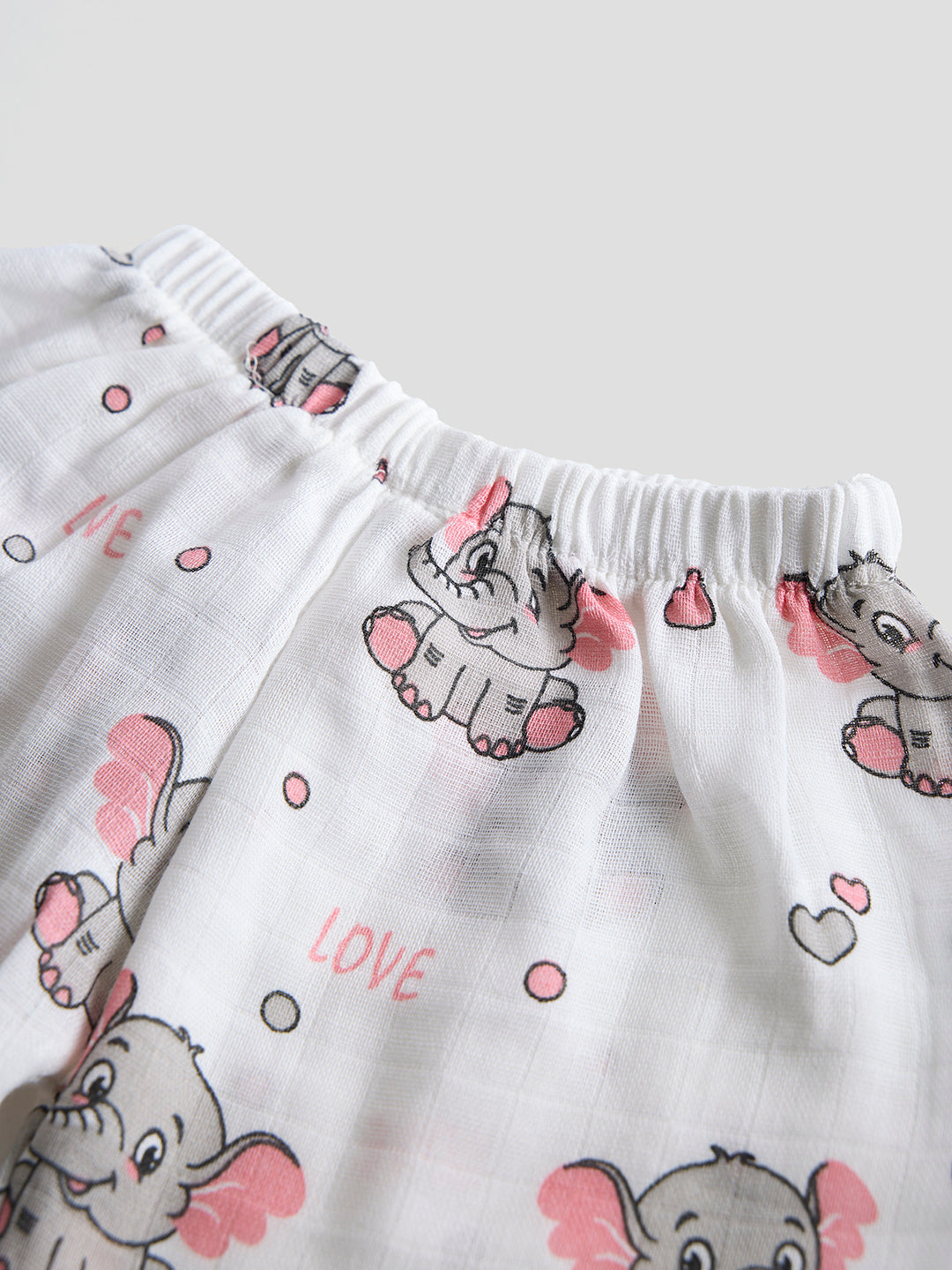 Infants' 100% Cotton Muslin Co-ord Set Soft & Comfy (Elephants)