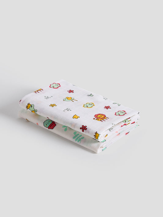 Soft Cotton Baby Swaddles – Pack of 2 | Breathable & Gentle for Newborns