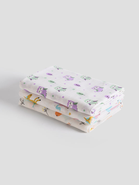 Soft Cotton Baby Swaddles – Pack of 3 | Breathable & Gentle for Newborns