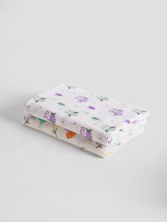 Soft Cotton Baby Swaddles – Pack of 2 | Breathable & Gentle for Newborns