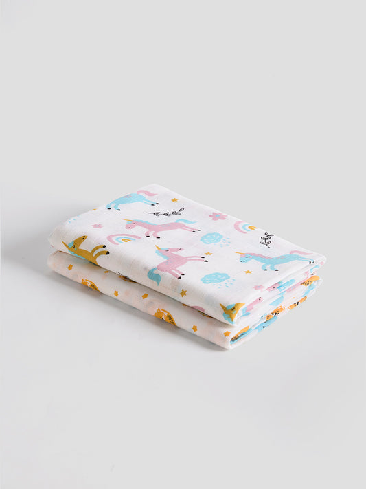 Soft Cotton Baby Swaddles – Pack of 2 | Breathable & Gentle for Newborns