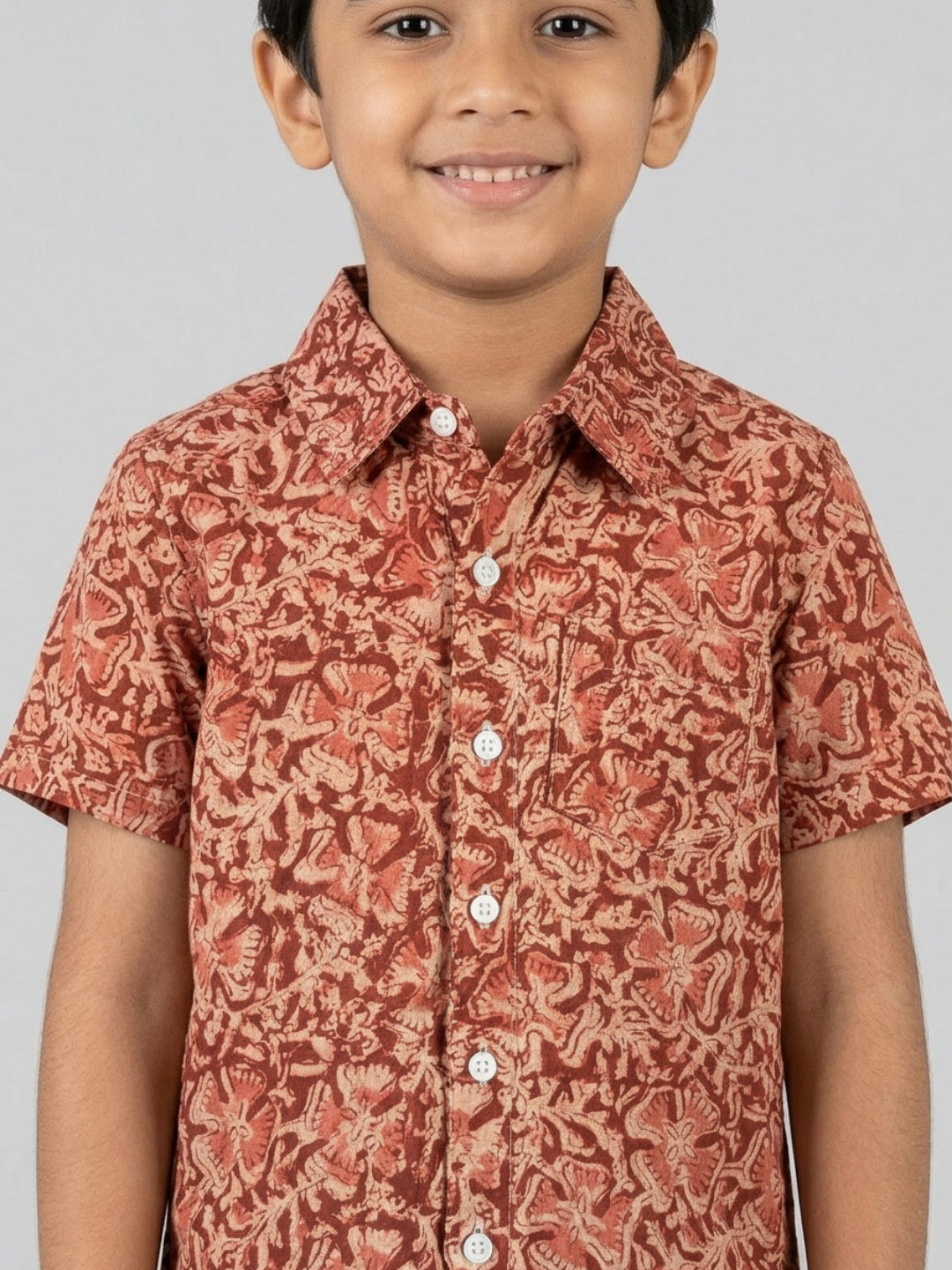 Biglilpeople Boys Ethnic Print Spread Collar Short Sleeves Shirt