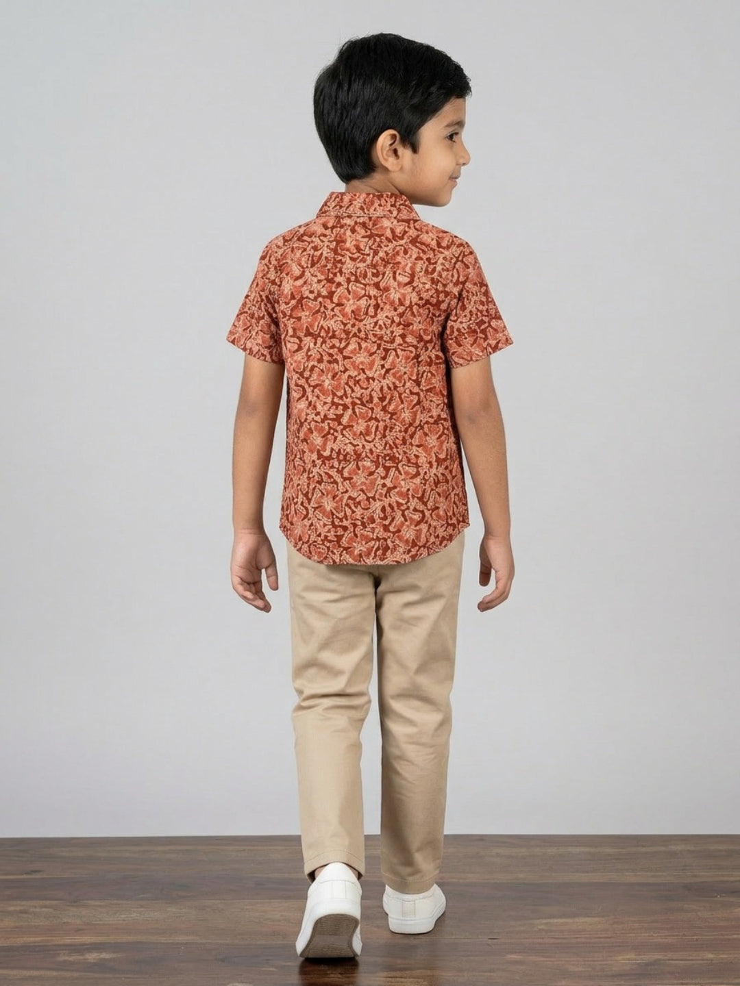 Biglilpeople Boys Ethnic Print Spread Collar Short Sleeves Shirt
