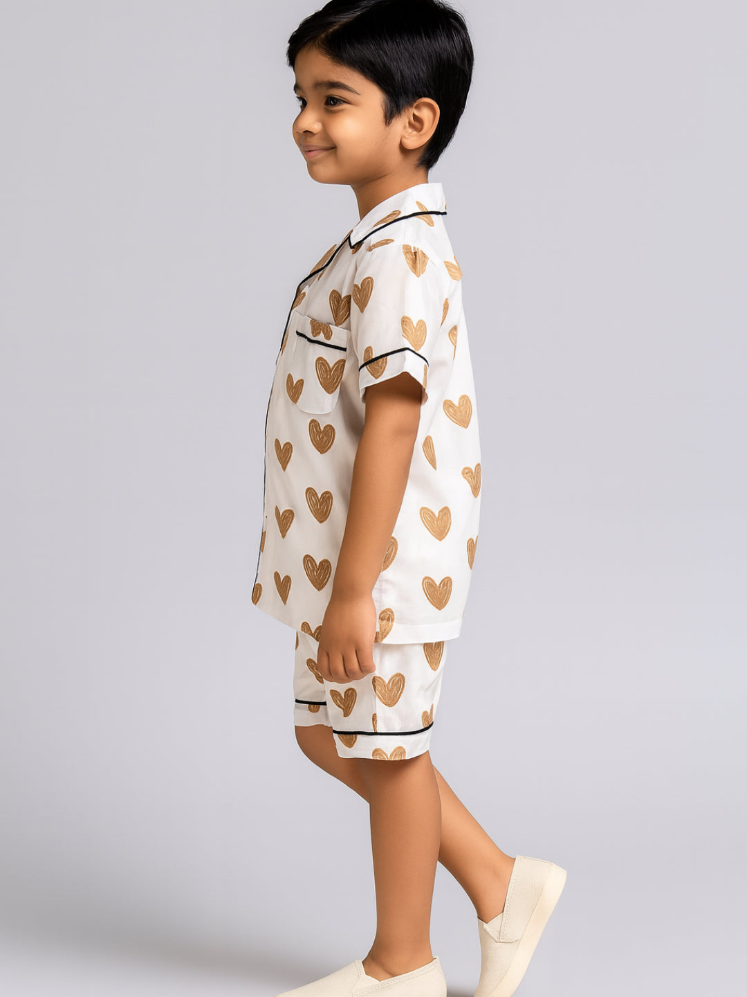 Printed Half Sleeves Night Suits For Boys and Girls-White