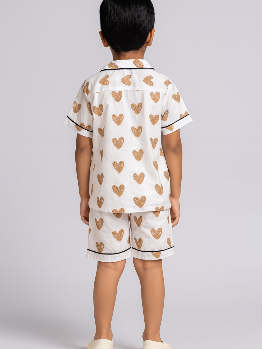 Printed Half Sleeves Night Suits For Boys and Girls-White