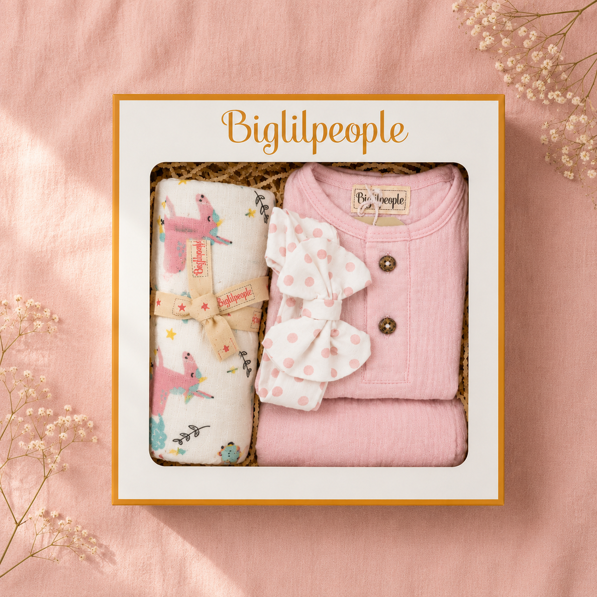 Newborn Muslin Gift Set with Swaddle & Headband