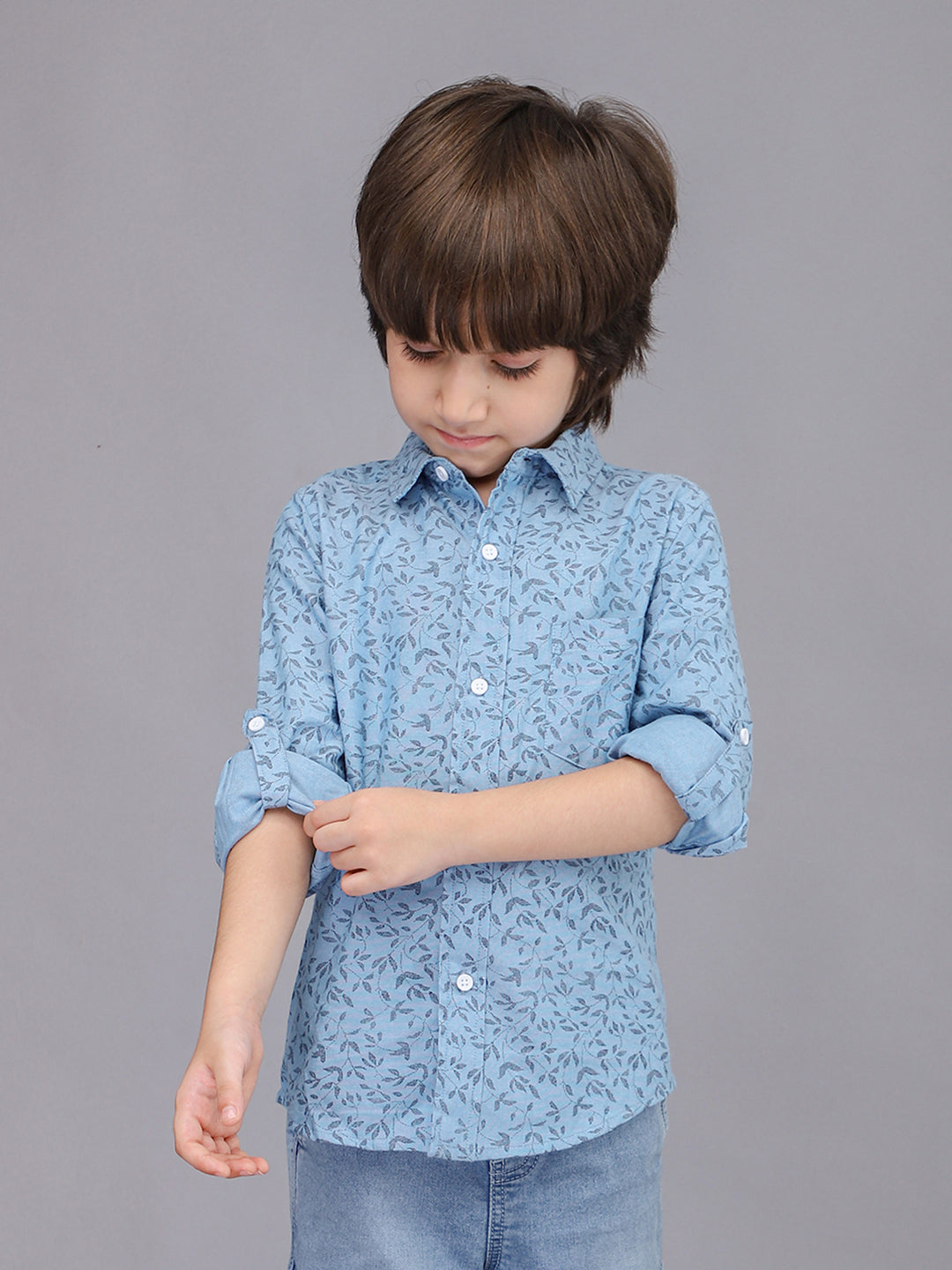 Blue Printed Full Sleeve Casual Shirt