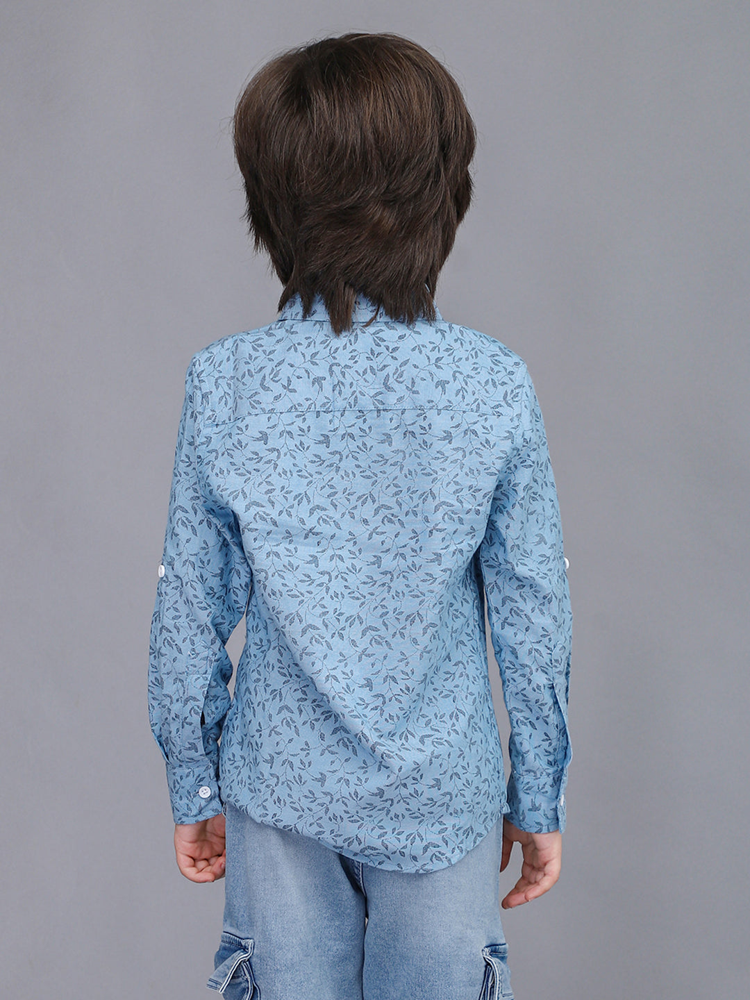 Blue Printed Full Sleeve Casual Shirt