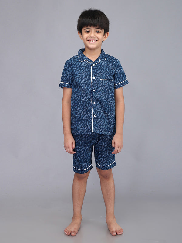 Printed Half Sleeves Night Suits For Boys