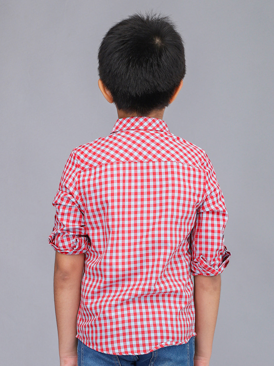 Camisa informal a cuadros rojos de manga larga