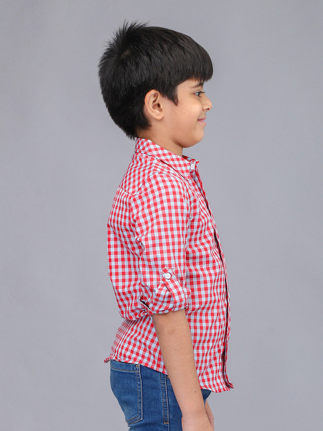 Camisa informal a cuadros rojos de manga larga