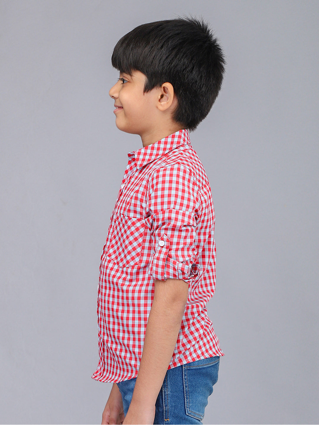 Red Checkered Full Sleeve Casual Shirt