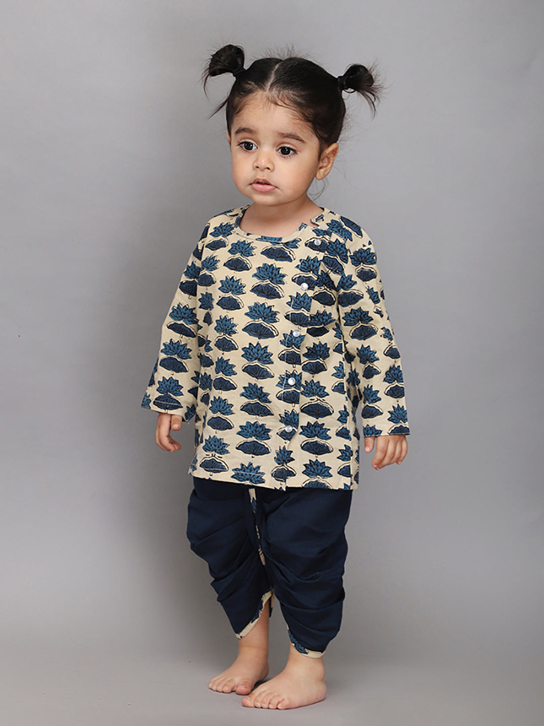 Infant Dhoti Kurta Set in Handloom Block Printed