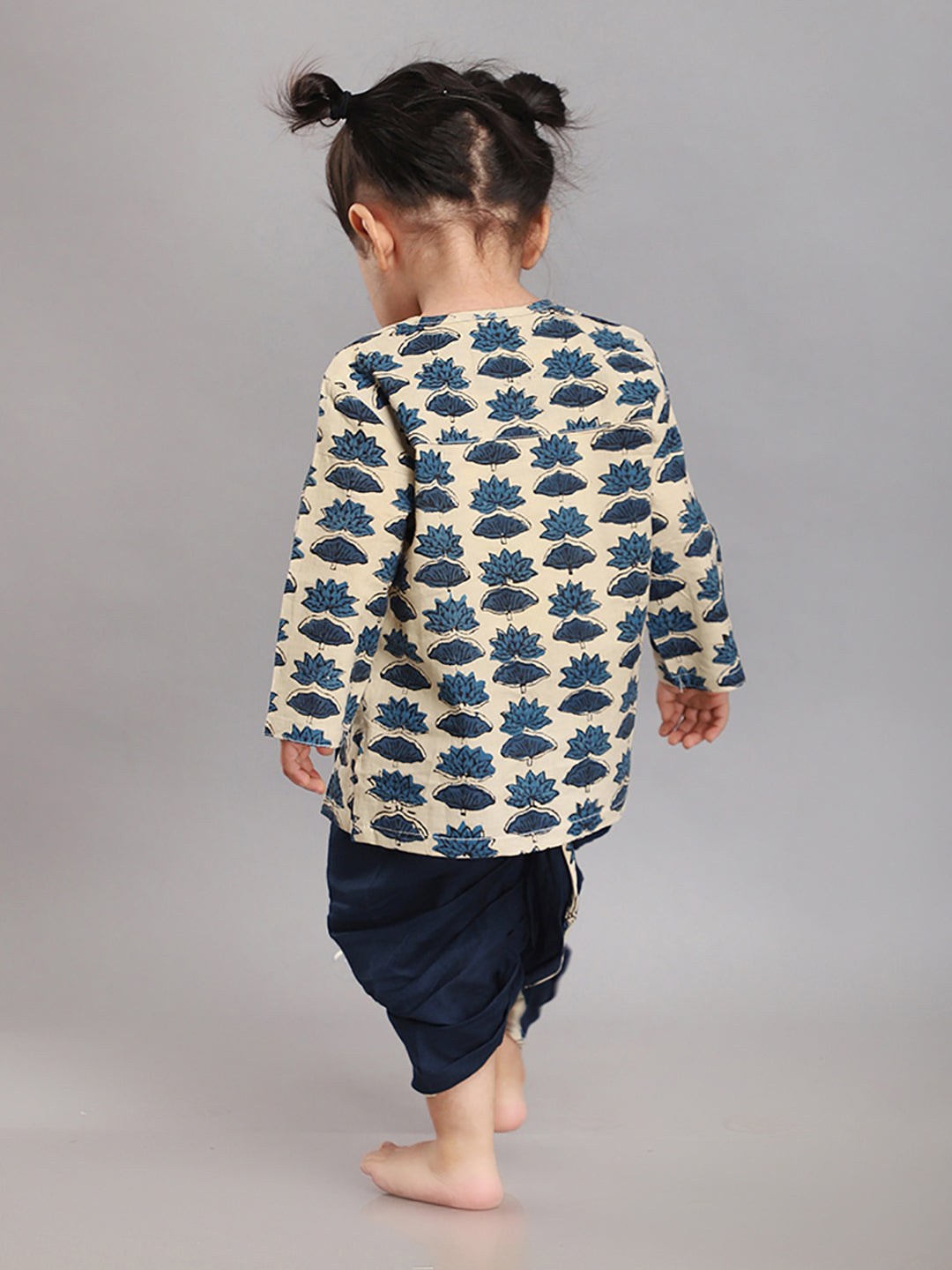 Infant Dhoti Kurta Set in Handloom Block Printed