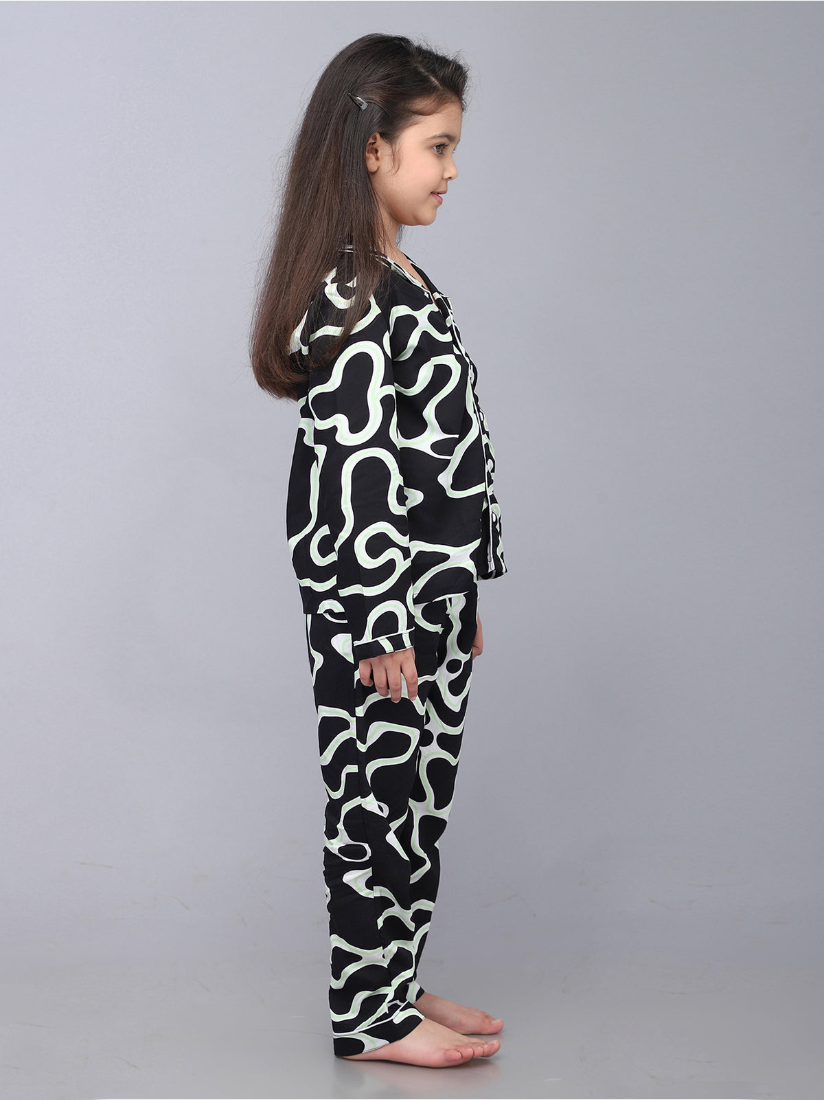 Black & White Printed Night Suits For Girls