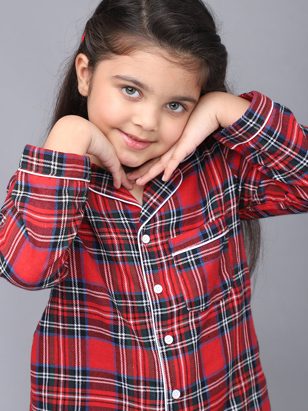 Classic Christmas Red Plaid PJ Set for Girls & Boys