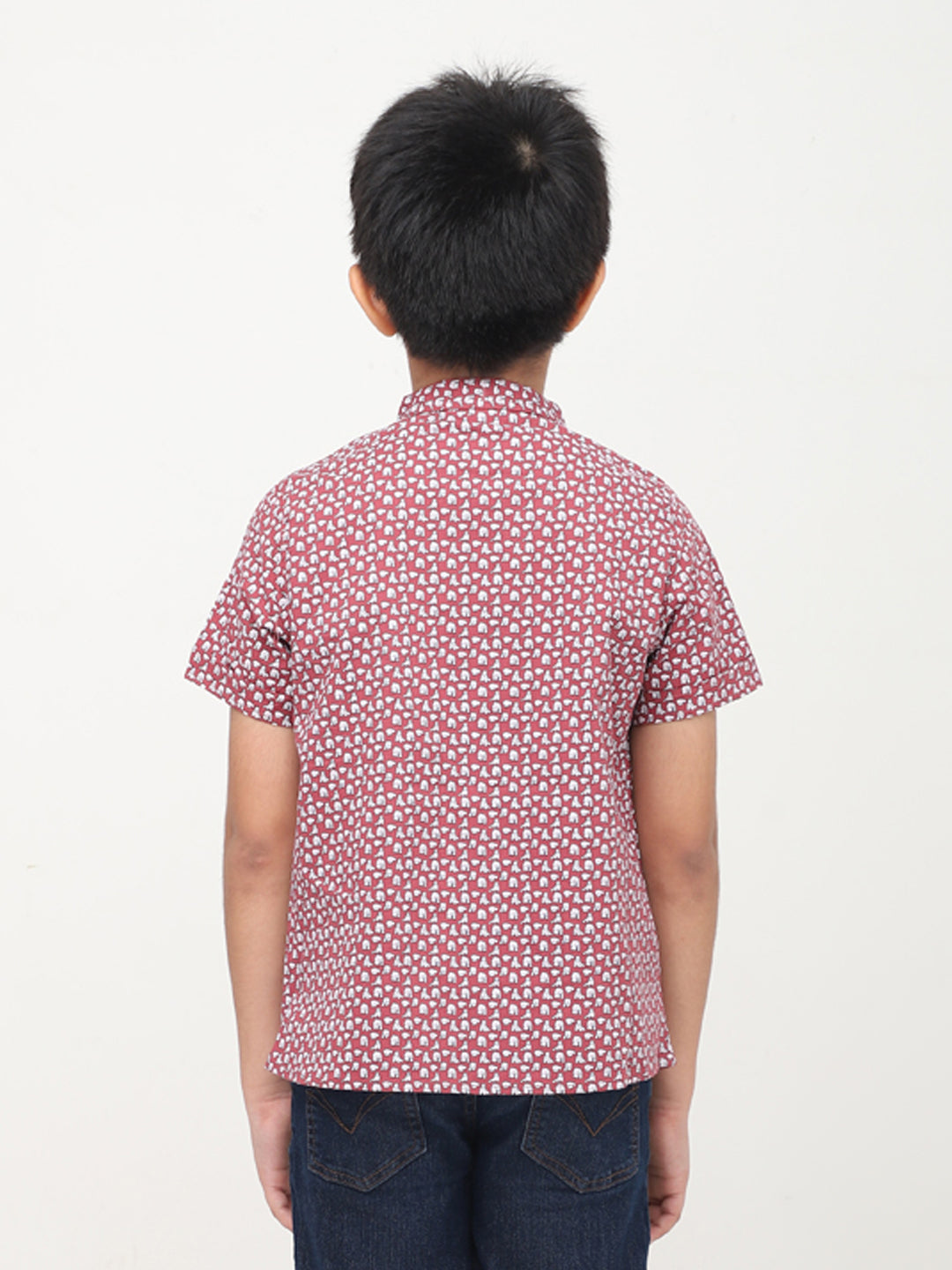 Camisa de manga corta estampada estilo mandarín