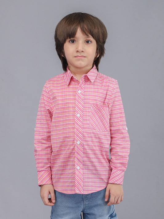 Red Checkered Full Sleeve Casual Shirt